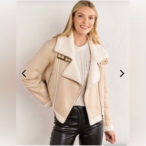 New York & Company Beige Teddy Jacket